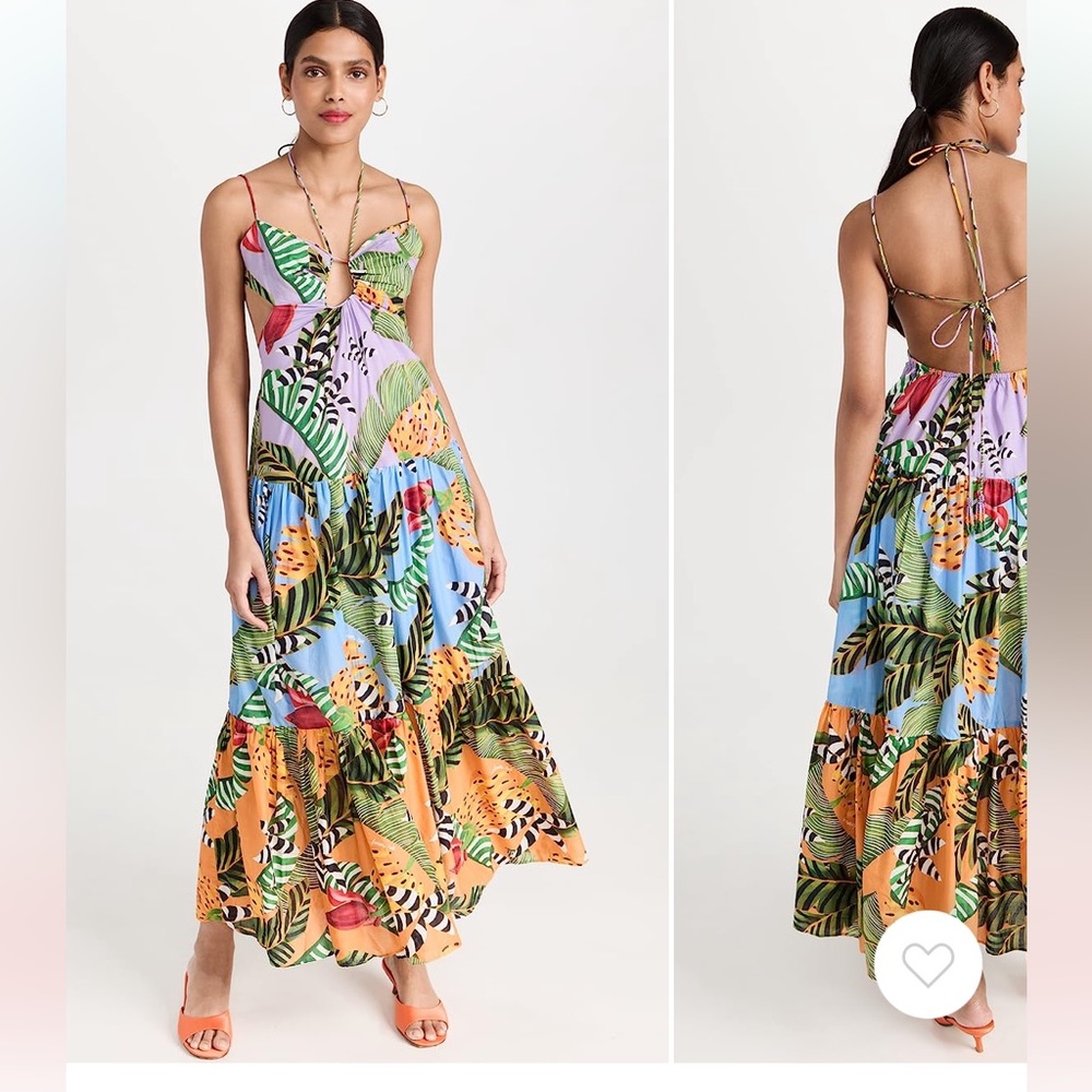 FARM RIO halter, tie-back maxi dress - XS